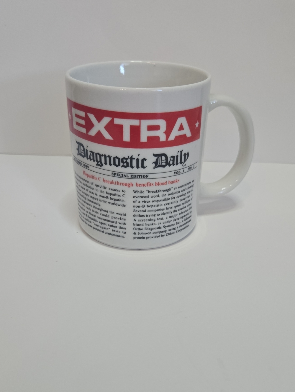 EXTRA Diagnostic Daily White Ceramic Newsprint Mug